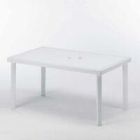 Lot 12 Tables de jardin rectangulaire en polyrotin pour bar café bistrot restaurant terrasse jardin 150x90 Grand Soleil Boheme - Blanc