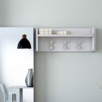 Panneau de cintre avec grande étagère et 3 crochets blanc