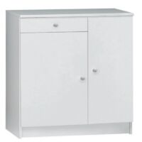 Armoire basse polyvalente deux portes un tiroir Blanc 77x34x h80 cm