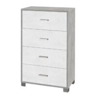 Commode de chambre à quatre tiroirs Ciment Blanc 70x41x h112 cm