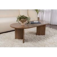 Asir Group Llc – Table basse fixe ovale 119 x 60 cm – Mélaminé 18 mm résistant aux rayures – Structure à panneaux croisés pour stabilité – Charge jusqu'à 30 kg