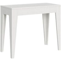 Console extensible bois blanc 8 personnes 42 Ă 198cm Kanda-Support 2 pieds