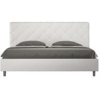 Lit king-size capitonné Priya K 180x200 Couleur: Blanc - Version: Avec coffre de rangement