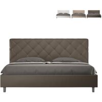 Lit king-size capitonné Priya K 180x200 Couleur: Marron - Version: Avec coffre de rangement