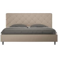 Lit king-size capitonné Priya K 180x200 Couleur: Beige - Version: Avec coffre de rangement