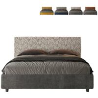Lit-coffre double en tissu 160x190 conteneur de rangement moderne Arla Norris Era Couleur: Blanc - Version: Modèle standard
