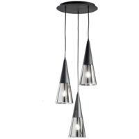 Suspension moderne en verre soufflé design Trento 3 - Noir