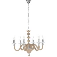 Lustre classique en verre à 6 lumières pour salon Gala 6 - Gris tourterelle