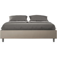 Cadre de lit en simili cuir Agora-Couleur Beige clair-180x200-Version avec sommier