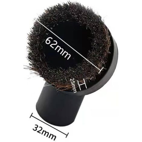 2 Pcs Brosse ronde aspirateur Premium Brosse d'aspirateur pour meubles Universal Remplacement Cheveux Poussière Brosse pour aspirateur compatible avec le diamètre pour Aspirateur 32mm, Noir