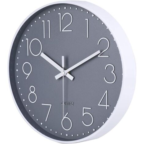 Horloge murale en bois silencieuse VIVILINEN à piles – 30 cm - Décoration