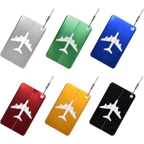Étiquettes Bagages En Cuir PU - Antiperte - Avec Trou Ergonomique - Pour Valises - 12x7 Cm - 14