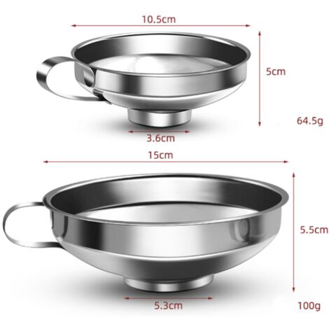 Lot 2 Entonnoirs Inox - Grands Et Petits Pour Confitures, Bocaux Et Bouteilles - Cuisine Pratique
