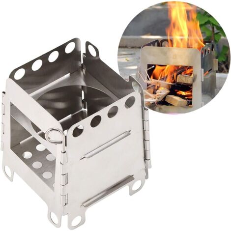 Poêle à Bois Camping Tente Pliante Brûleur à Bois Chauffage Au Bois De Chauffage En Acier Inoxydable Avec Cheminée Foyer Extérieur à Double Combustion
