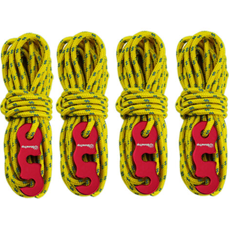 4 Cordes Réfléchissantes Pour Tente Avec Boucles De Réglage – Résistance 250 Kg, Camping, Auvent, Rando