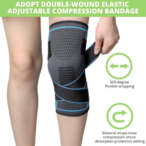 Genouillère Sport Compression 2 Pièces – Soutien Rotule & Ligaments, Respirante Et Antidérapante – Idéale Volley, Running, Fitness – Taille M (35-41 Cm)