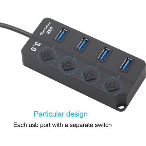 Hub USB Multi-ports Avec Interrupteurs Individuels - 4 Ou 7 Ports USB 3.0 - Base Antidérapante Pour Bureau Et Voyage