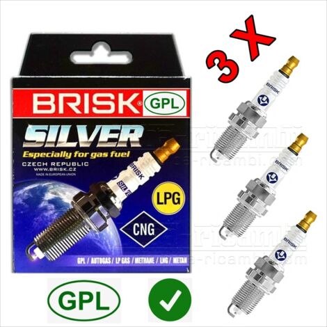 Candele di accensione gas gpl metano 3 lr17ys-9 brisk daewoo matiz 19982020 (1/5)