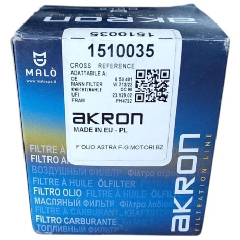 Filtro olio akron 1510035  op570  ph4722  w712/22  2312902  wl7129  r317