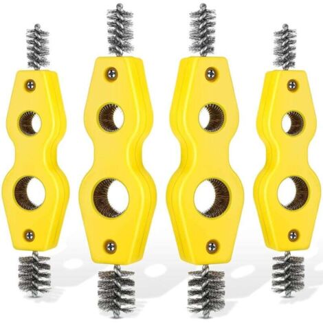 Lot de 4 brosses de nettoyage pour tuyaux en cuivre 4 en 1 Brosse pour tuyaux en cuivre Nettoie l'intérieur et l'extérieur Nettoyeur de filetage Outil de nettoyage de brosse de plombier pour inst (1/5)
