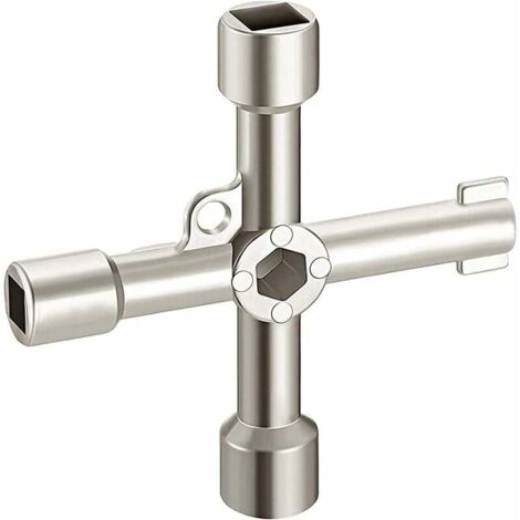 Clé croisée multifonction à 4 voies,clé d'ouverture d'armoire de commande universelle pour bote de compteur de gaz d'eau électrique (1/5)