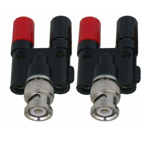 Lot de 2 connecteurs coaxiaux BNC mâle vers double banane pour fil d'oscilloscope (1/5)