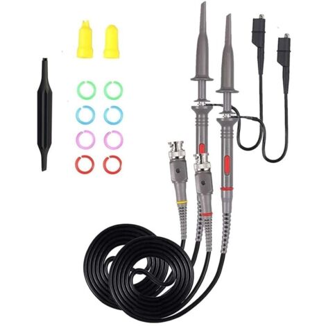 Sonde d'oscilloscope universelle avec Kit d'accessoires, sondes à pince d'oscilloscope 100MHz avec Kit de cables de Test BNC vers Minigrabber