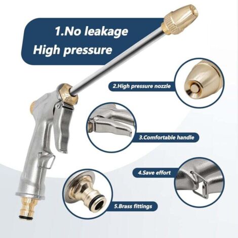 Pistolet D'Arrosage Haute Pression EROOSY Avec Buse Laiton - Pulvérisateur Jardin, Lavage Voiture Et Extérieur