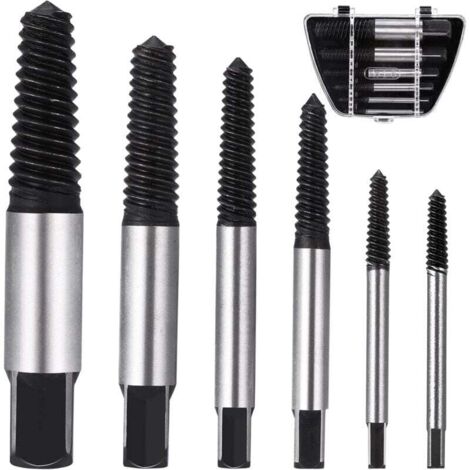 Extracteur de Vis M3-M22, 6 Pièces Extracteurs de Vis Cassé, Tourne a Gauche Extracteur avec Boîte de Rangement pour Enlever Vis Rouillées, Coincées ou Abîmées