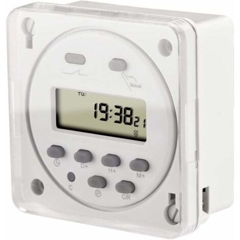 Minuterie Programmable numérique LCD CN101A DC12V 16A SPST avec couvercle étanche blanc (1/2)