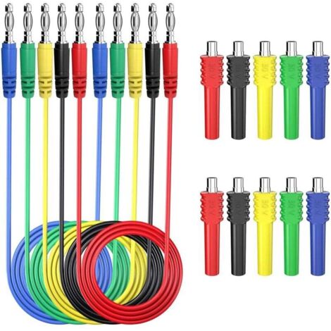 Kit de fils de Test magnétiques, fils de Test banane à fiche banane de 4mm avec connecteurs magnétiques, jeu de fils de Test de cavalier flexibles de 5 couleurs
