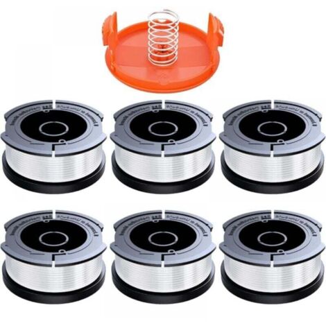 6 Pièces Bobine Fil Coupe Bordure Compatible avec Black et Decker,Ø1,65mm avec 9m Fil Coupe Bordure,Contient ,1 Couvercle de Bobine de Rechange et 1 Ressort de Rechange (1/4)