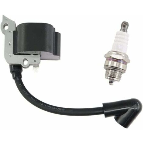 Bobine d'allumage avec bougie d'allumage pour Stihl FS38 FS46 FS45 FS55 FC55 FC55Z FC55-DZ HL45 HL45Z HL45-DZ HS45 HS45Z KM55 KM55RZ KM55C KM55R Trononneuse de rechange 4140 400 1308 H559 (1/5)