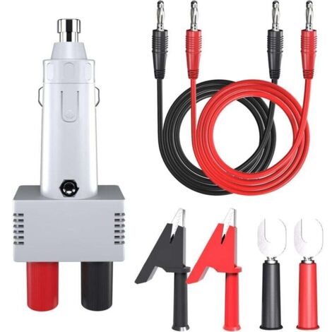 Prise allume-cigare male vers double prise banane femelle 4 mm Adaptateur de chargeur de voiture 12 V 10 A avec fils d'alimentation Pinces crocodile pour moto, VTT, bus, voiture-restaurant