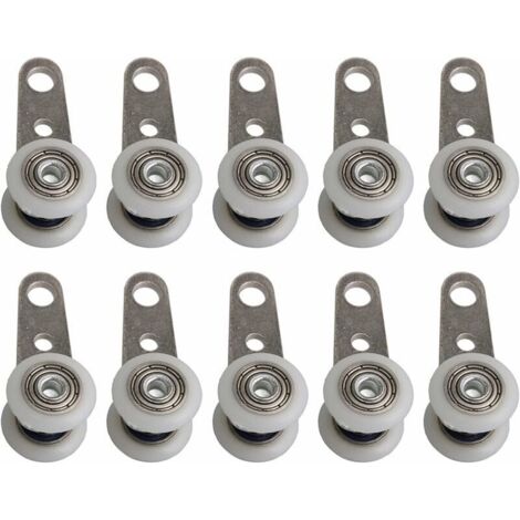 Lot De 10 Roulettes Pour Baies Vitrées Ou Portes Coulissantes - En Métal Et En Plastique - 4,5 X 1,9 Cm (1/4)