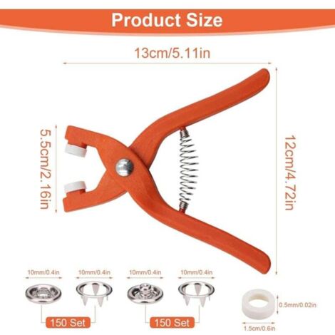 Pince à Boutons Pression Métal - Outil Pour Pose Rapide De Snaps - Pour Vêtements, Sacs, Réparations Bouton Pression