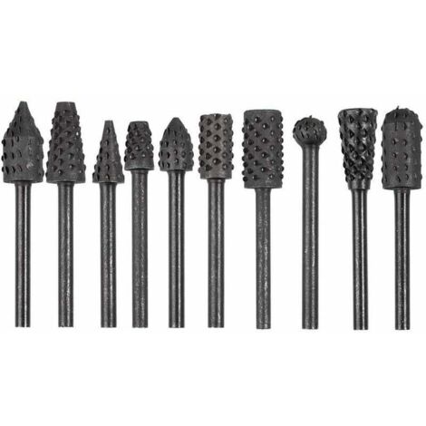 10pcs 1/8 '' Shank Rotary Burr Rape Ensemble En Acier Au Carbone Sculpture Sur Bois Fichier Rape Forets Fit Pour Outils Rotatifs Pour Le Bricolage Du Bois (1/5)