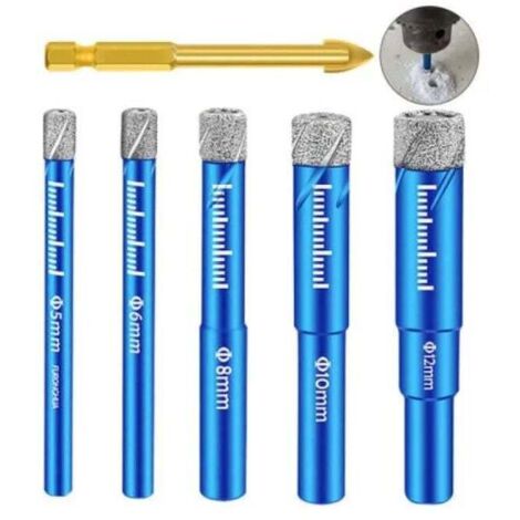 Jeu de Forets pour Carrelage, Forê Diamant Percer Gres avec 5,6,8,10,12 mm, Meche Metal pour Carrelage de 6mm (1/2)