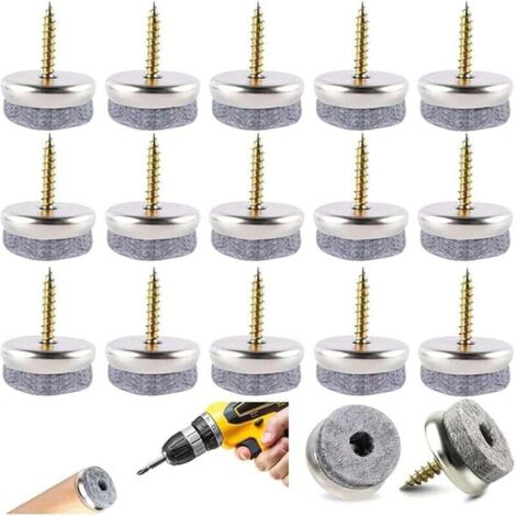 100 Pièces Patin Chaise, 22mm Patins Meubles Ronde, Patins à vis en Feutre Patin de Chaise a Clouer pour Protection des Sols et des Meubles