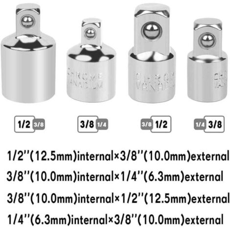 Jeu De 4 Adaptateurs De Douille - 1/2 Vers 3/8, 3/8 Vers 1/2, Etc. - Marque Furuising, Neuf