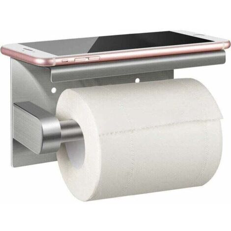 Porte Papier Toilette 304, Porte Rouleau Papier toilettes sans Perage Derouleur Papier WC mural, Acier Inoxydable (1/5)