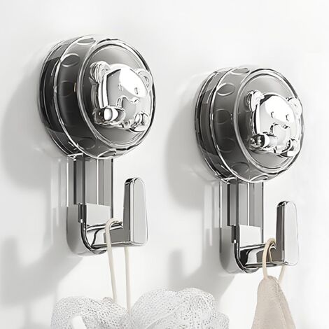 Accroche Serviette Salle de Bain, Crochet Ventouse Extra Puissantes Réutilisables pour Salle de Bain, Cuisine, Camping & Voiture, Bathroom Towel Suction Hooks (Silver+Gray, 11.26.24.3cm2)