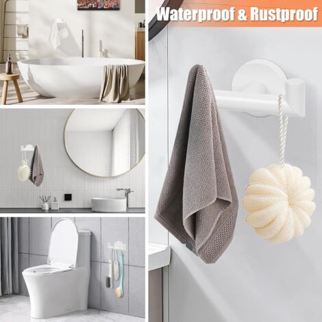 Xrten 6 Pièces Crochets Muraux Peignoir INOX - Patères Salle De Bain Brossé Chrome Base Ronde