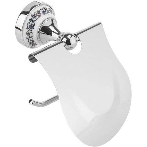 Classique de salle de bain wc Rouleau de papier support avec façade étanche à fixer au mur Bleu et blanc en porcelaine Motif