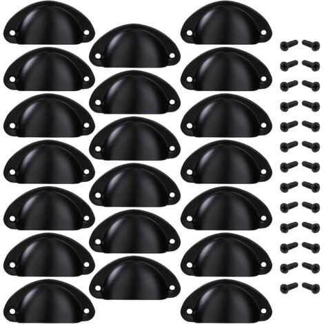 Poignée de Tiroir Bouton Porte Coquille Poignée en Forme de Coquille Décoration Porte Meuble Tiroir Armoire Placard avec Vis 20 Pièces Noir (1/5)