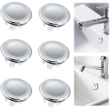Lot de 6 Bouchons de Trop-Plein placage Débordement d'Évier de Lavage de Salle de Bains de Cuisine Couvercle de Trop-Plein pour Lavabo Bouchon Trop Plein Evier Pour Lavabo,Salle de Bain,Cuisine (1/5)