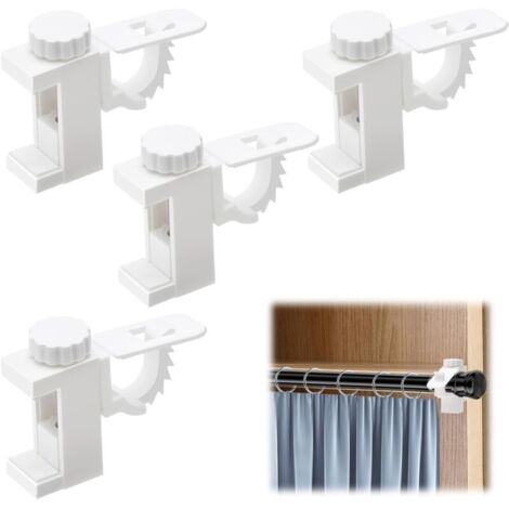 4 Pièces Support de Support de Pince Porte-Rideaux,Support De Support De Pince Porte-Rideaux,Barre Transversale Réglable Tringle à Rideaux Stockage De Serviette Crochet pour Organisateur Salon Bureau (1/5)