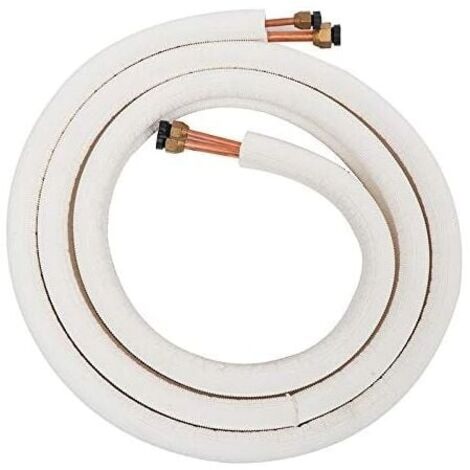 Tuyau en cuivre pour climatiseur 1/4 3/8 - Tuyau réfrigérant en cuivre et aluminium isolé - Pièces pour climatiseur - 3 mètres, Blanc