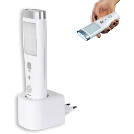 Lampe Torche LED,Lampe de poche à induction d'urgence Lampe Torche à Détecteur de Présence Angle Détection 60° 15 LED Rechargeable Batterie Blanc.