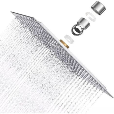 Krobec Pomme de Douche Plus forte,8 Pouces Pommeau Douche Carré en Acier Inoxydable AISI304, 20x20cm Ultra-Mince jet pluie,Pommes de douche fixes Tête de Douche à Anti-calcaire (1/5)